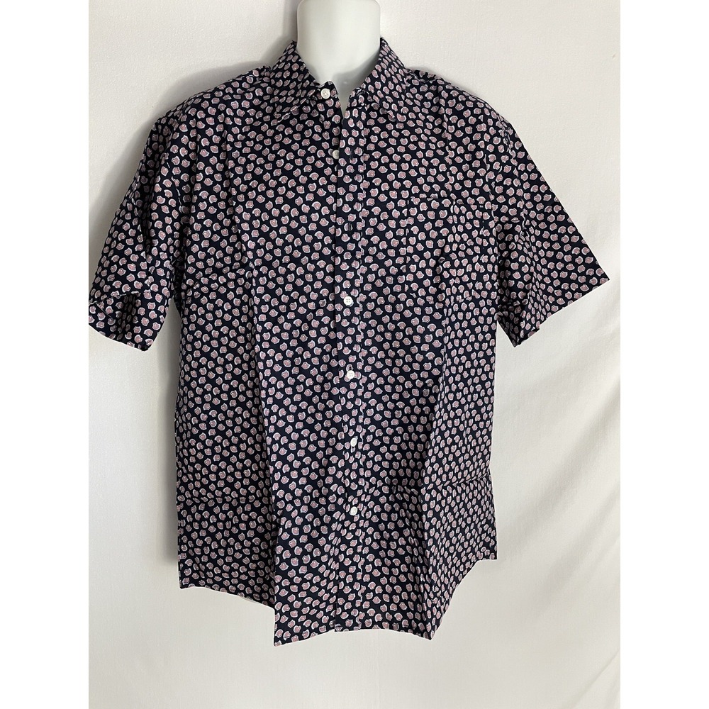 Amazon Essentials Men's Regular-Fit Short-Sleeve Shirt Blue Print Size XL‎ NWT
